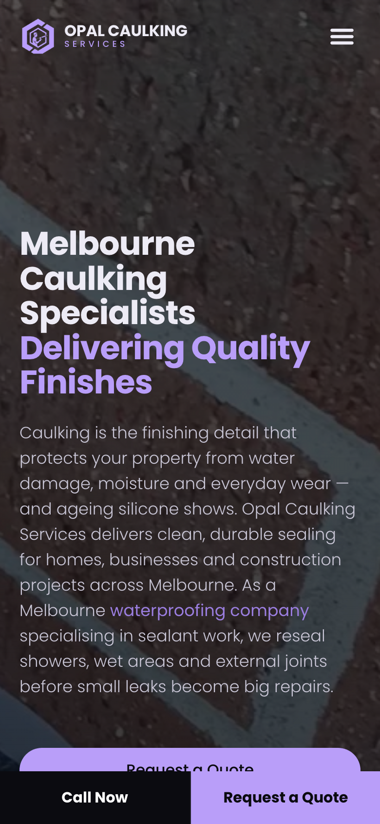 Opal Caulking Services — a client site we built, shown on a phone