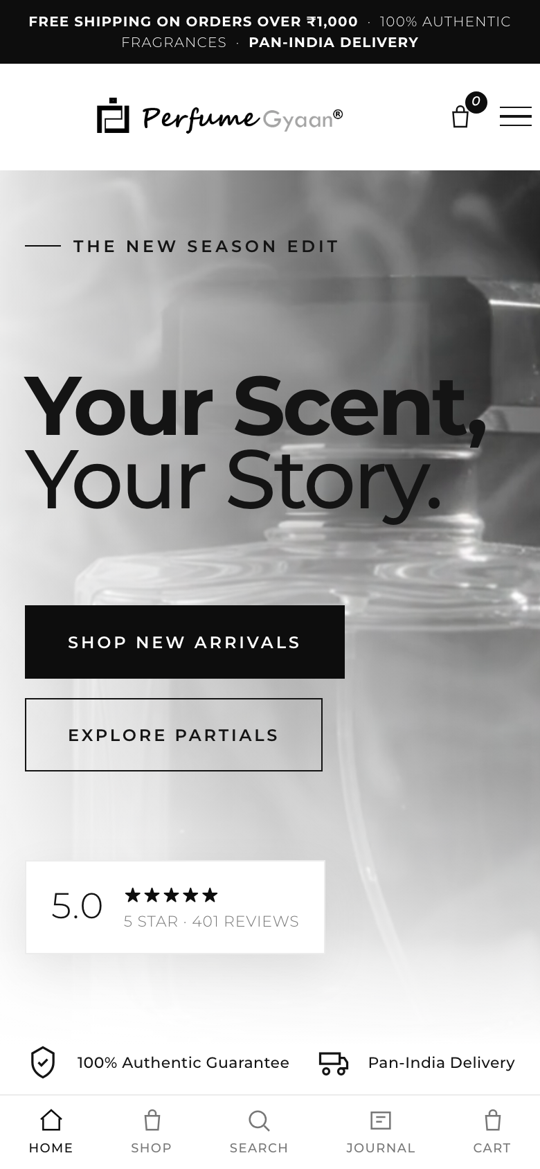Perfume Gyaan — a client store we built, shown on a phone